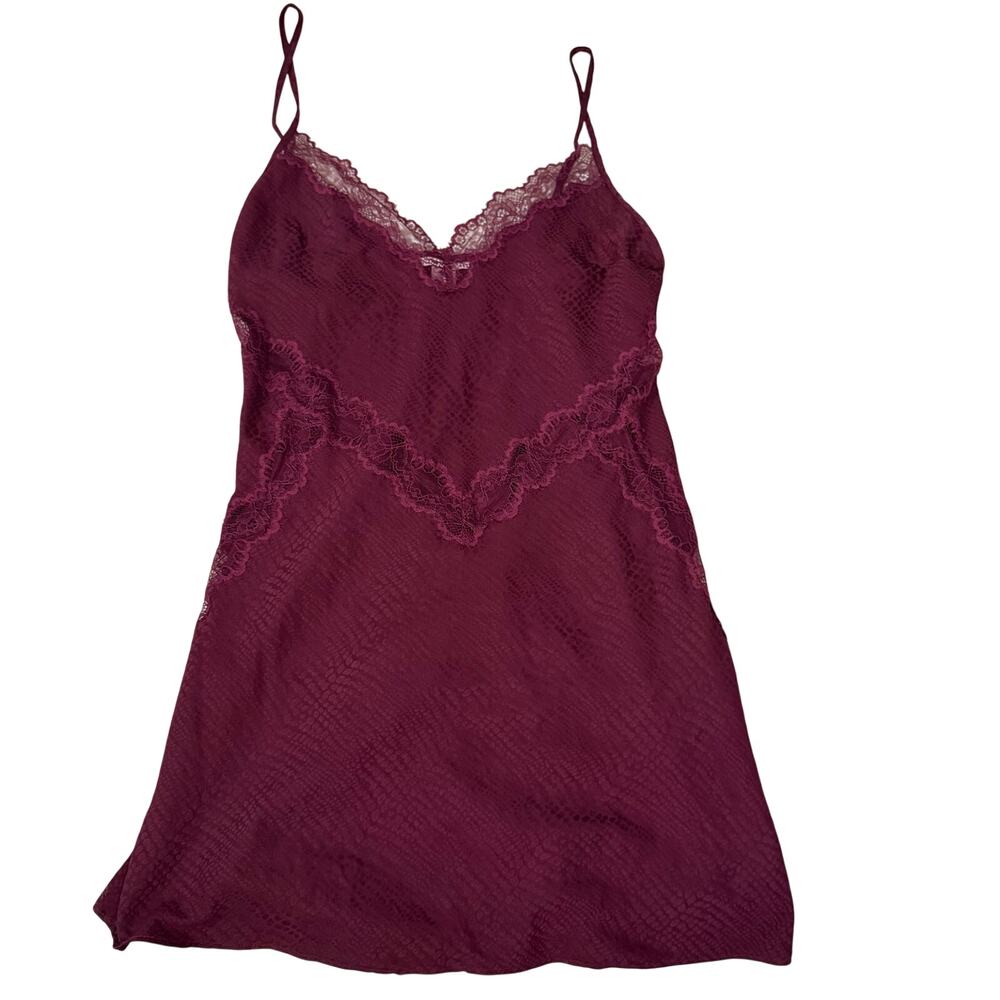 Victoria’s Secret Lace Trim Satin Slip Dress Size Small Snake Print Chemise